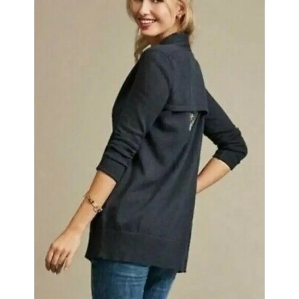 CAbi Victoria Keyhole Knit Cardigan Sweater Black Size Medium